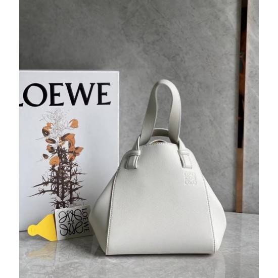 Loewe Hammock Nugget Bag In White Calfskin