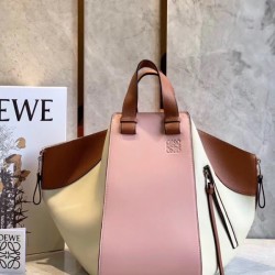 Loewe Medium Hammock Bag In Pink Milk Tan Calfskin