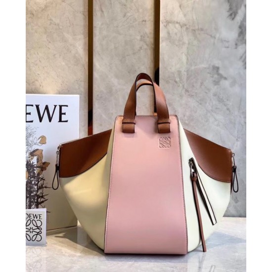 Loewe Medium Hammock Bag In Pink Milk Tan Calfskin