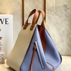 Loewe Medium Hammock Bag In White Blue Tan Calfskin