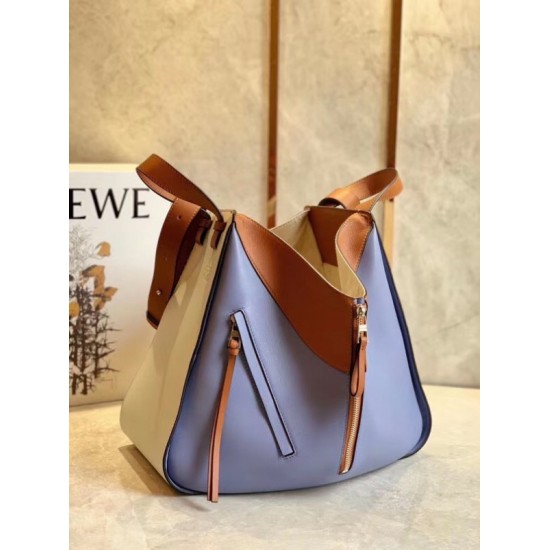 Loewe Medium Hammock Bag In White Blue Tan Calfskin