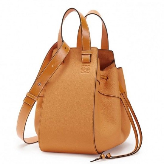 Loewe Medium Hammock Drawstring Bag In Tan Leather