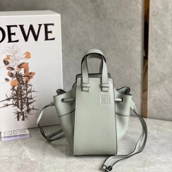 Loewe Mini Hammock Drawstring Bag In Ash Grey Calfskin