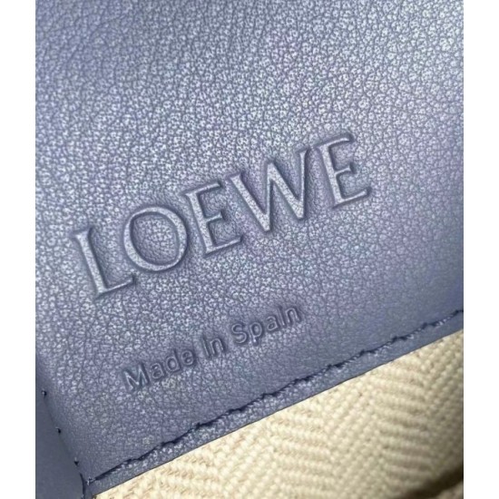 Loewe Mini Hammock Drawstring Bag In Blue Calfskin