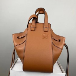 Loewe Mini Hammock Drawstring Bag In Brown Calfskin