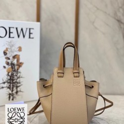 Loewe Mini Hammock Drawstring Bag In Sand Leather