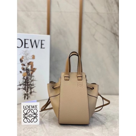 Loewe Mini Hammock Drawstring Bag In Sand Leather