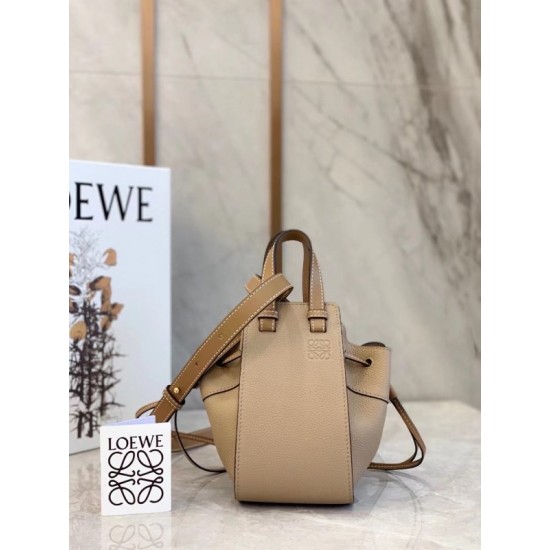 Loewe Mini Hammock Drawstring Bag In Sand Leather