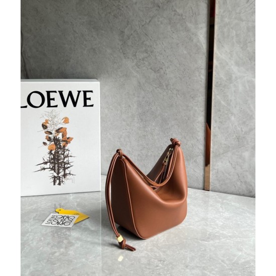 Loewe Mini Hammock Hobo Bag in Brown Calfskin 