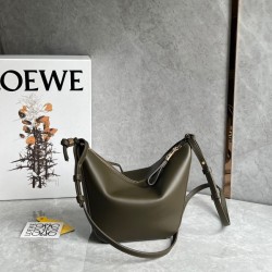 Loewe Mini Hammock Hobo Bag in Dark Green Calfskin 