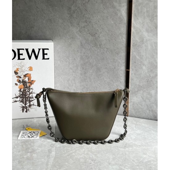 Loewe Mini Hammock Hobo Bag in Dark Green Calfskin 