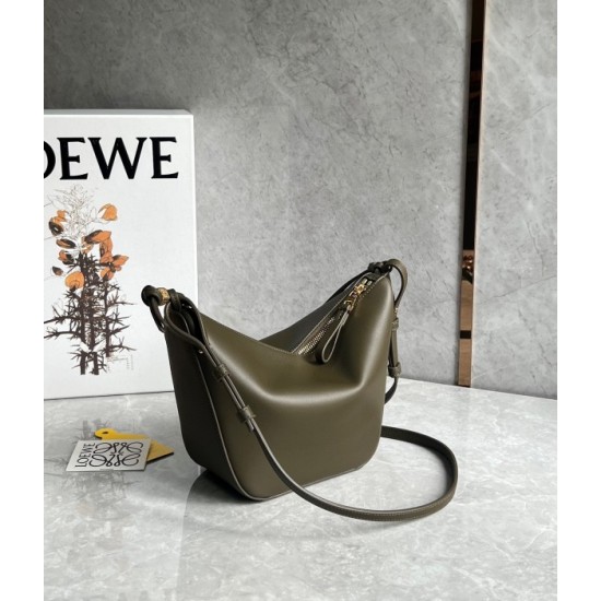 Loewe Mini Hammock Hobo Bag in Dark Green Calfskin 