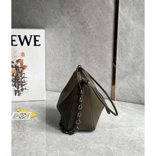 Loewe Mini Hammock Hobo Bag in Dark Green Calfskin 