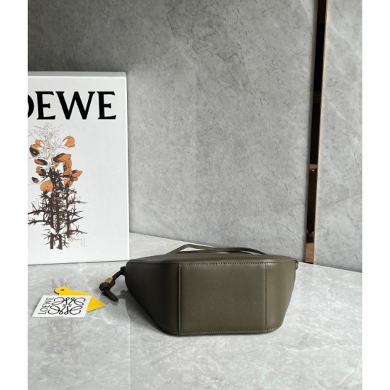 Loewe Mini Hammock Hobo Bag in Dark Green Calfskin 