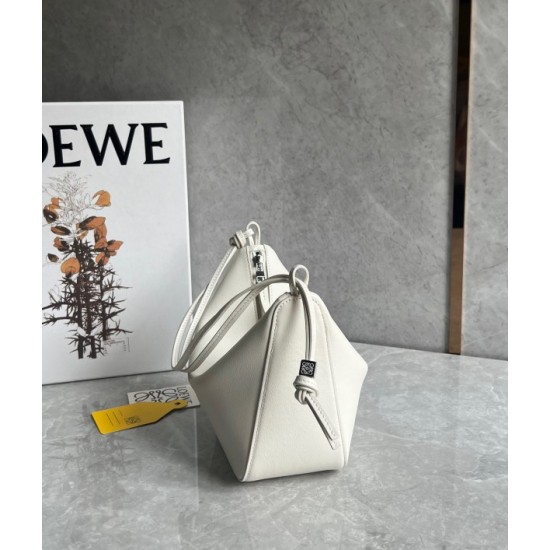 Loewe Mini Hammock Hobo Bag in White Calfskin