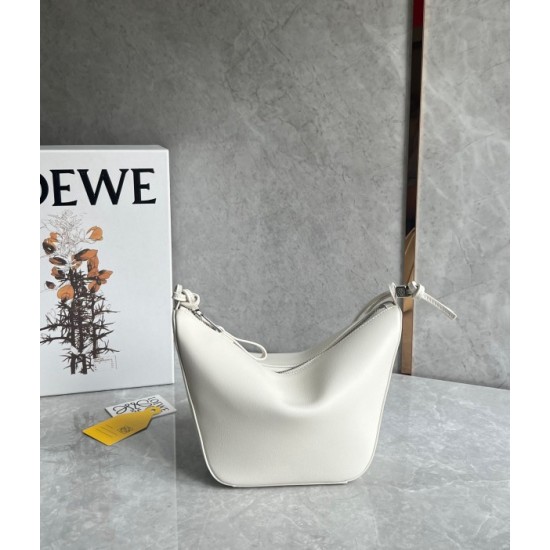 Loewe Mini Hammock Hobo Bag in White Calfskin