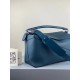 Loewe Large Puzzle Bag In Blue Grained Leather