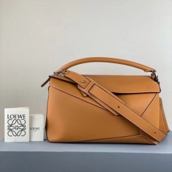 Loewe Large Puzzle Bag In Tan Calfskin