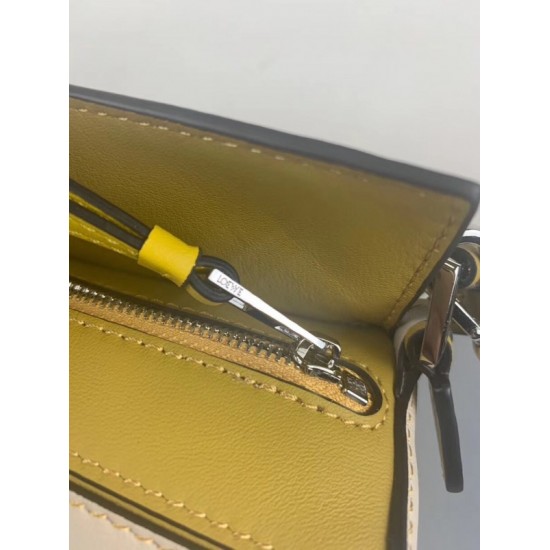 Loewe Mini Puzzle Bag In Ochre White Yellow Calfskin