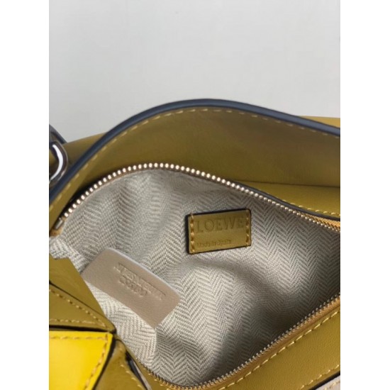 Loewe Mini Puzzle Bag In Ochre White Yellow Calfskin