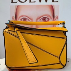 Loewe Mini Puzzle Bag In Yellow Calfskin Leather