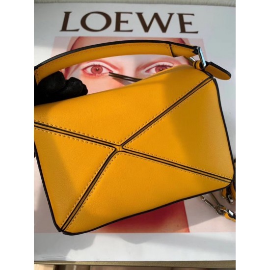 Loewe Mini Puzzle Bag In Yellow Calfskin Leather