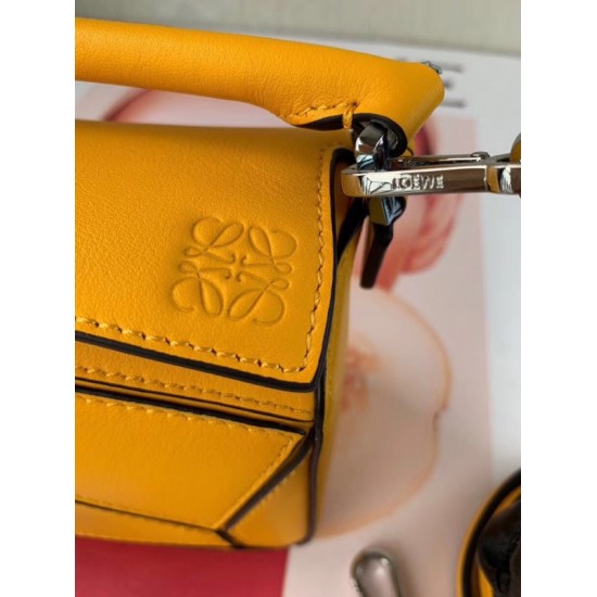 Loewe Mini Puzzle Bag In Yellow Calfskin Leather