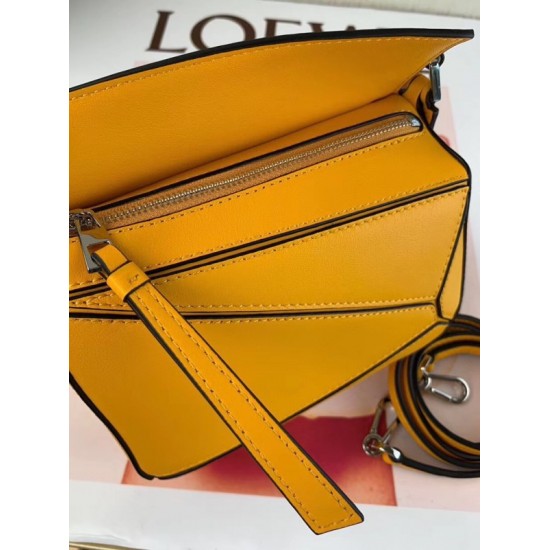 Loewe Mini Puzzle Bag In Yellow Calfskin Leather