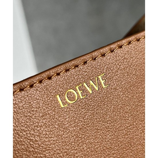 Loewe Mini Puzzle Fold Tote Bag in Tan Calfskin