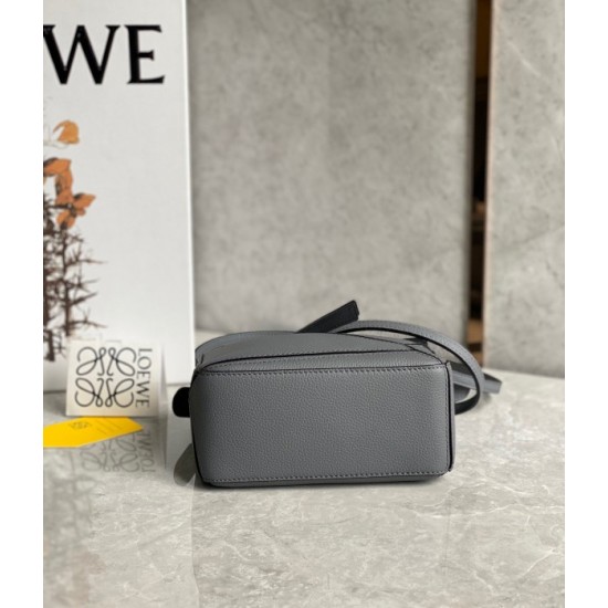 Loewe Puzzle Mini Bag In Asphalt Grey Grained Calfskin