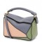 Loewe Puzzle Mini Bag In Asphalt Grey Nude Green Calfskin