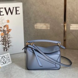 Loewe Puzzle Mini Bag In Atlantic Blue Calfskin Leather