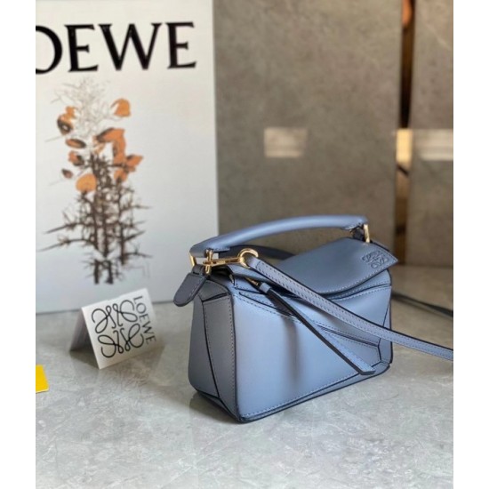 Loewe Puzzle Mini Bag In Atlantic Blue Calfskin Leather