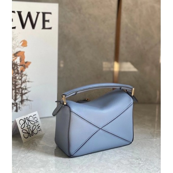 Loewe Puzzle Mini Bag In Atlantic Blue Calfskin Leather