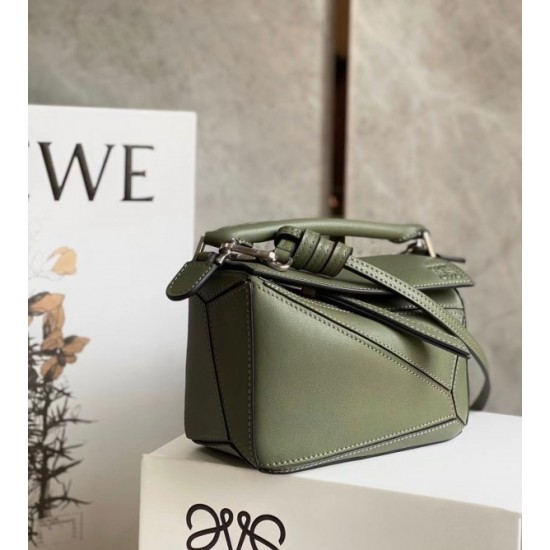 Loewe Puzzle Mini Bag In Avocado Green Calfskin