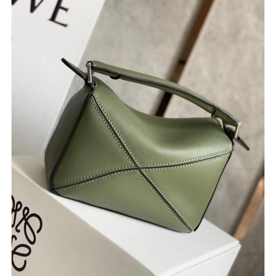 Loewe Puzzle Mini Bag In Avocado Green Calfskin