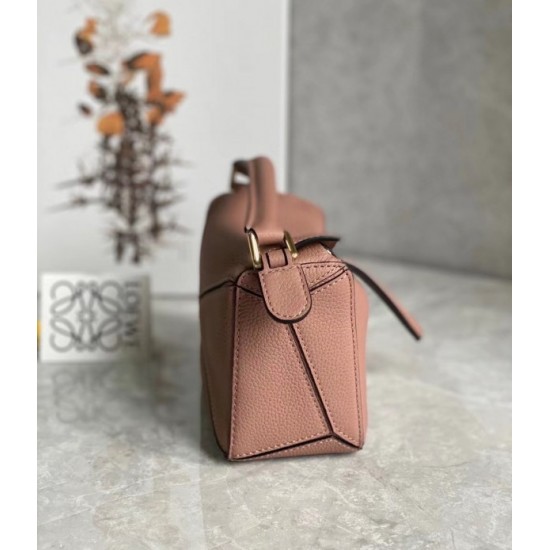 Loewe Puzzle Mini Bag In Dark Blush Grained Calfskin 