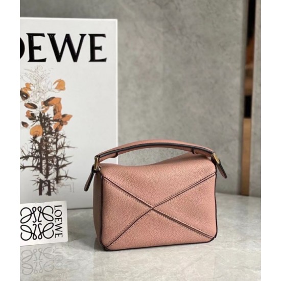 Loewe Puzzle Mini Bag In Dark Blush Grained Calfskin 