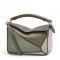 Loewe Puzzle Mini Bag In Green Oat Calfskin