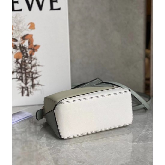 Loewe Puzzle Mini Bag In Grey Cream White Calfskin