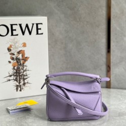 Loewe Puzzle Mini Bag In Lilas Grained Calfskin 