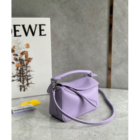 Loewe Puzzle Mini Bag In Lilas Grained Calfskin 