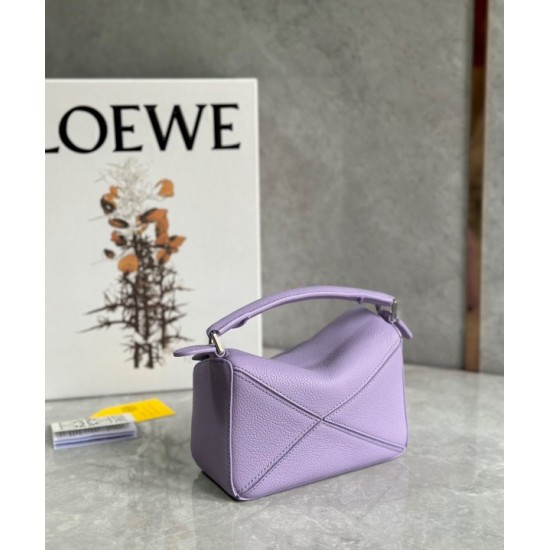 Loewe Puzzle Mini Bag In Lilas Grained Calfskin 