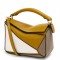 Loewe Puzzle Mini Bag In Ochre White Taupe Calfskin