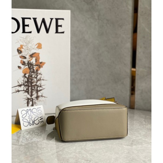 Loewe Puzzle Mini Bag In Ochre White Taupe Calfskin