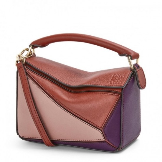 Loewe Puzzle Mini Bag In Purple Caramel Blossom Calfskin