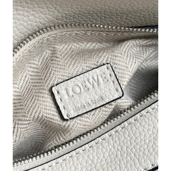 Loewe Puzzle Mini Bag In White Grained Calfskin 