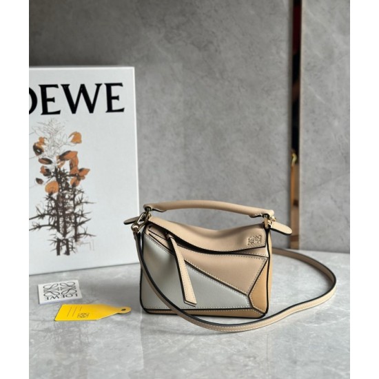 Loewe Puzzle Mini Bag In White Warm Desert Calfskin