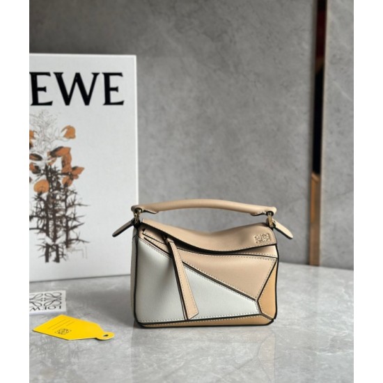 Loewe Puzzle Mini Bag In White Warm Desert Calfskin