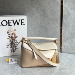 Loewe Puzzle Mini Bag in Multicolor Angora and Beige Calfskin